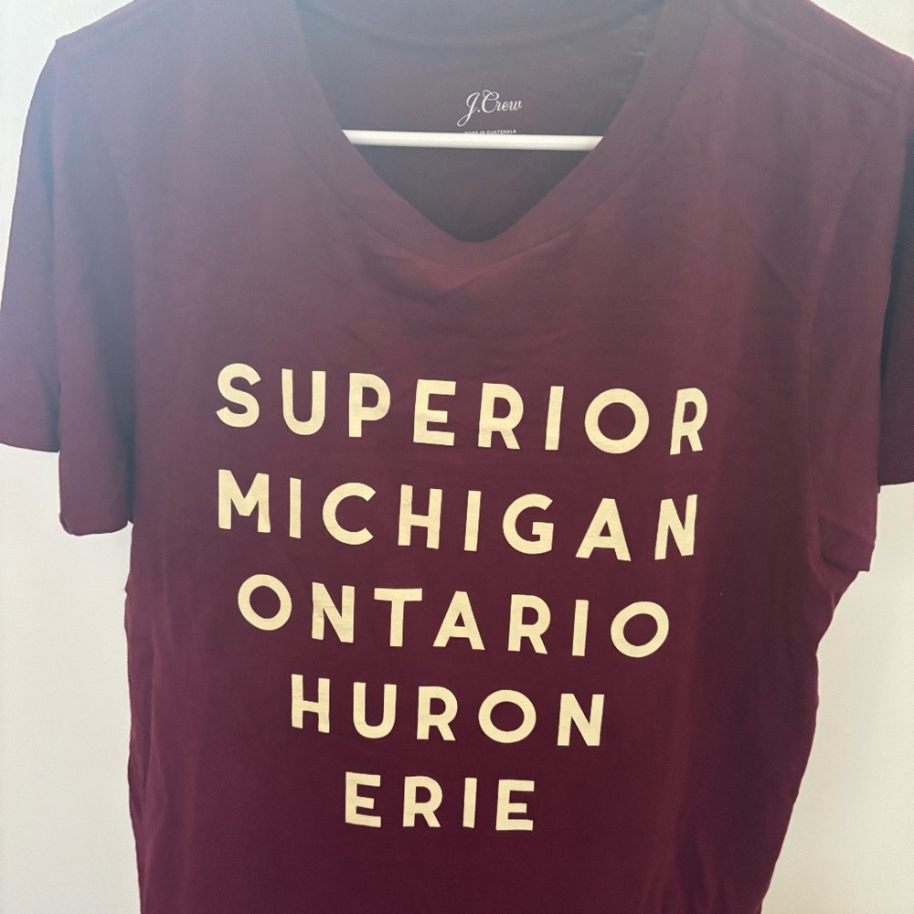 J.Crew Burgundy Great Lakes Graphic T-Shirt | Size Large | Excellent Condition